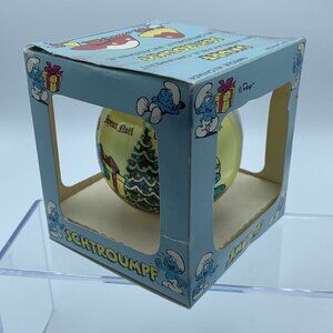 Vintage Smurf Christmas Ornament - Schtroumpf Unbreakable - Original Box - Satin